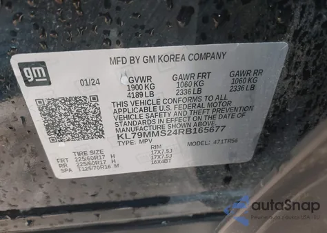 2024 Chevrolet Trailblazer Fwd Ls from USA, damaged, VIN KL79MMS24RB165677